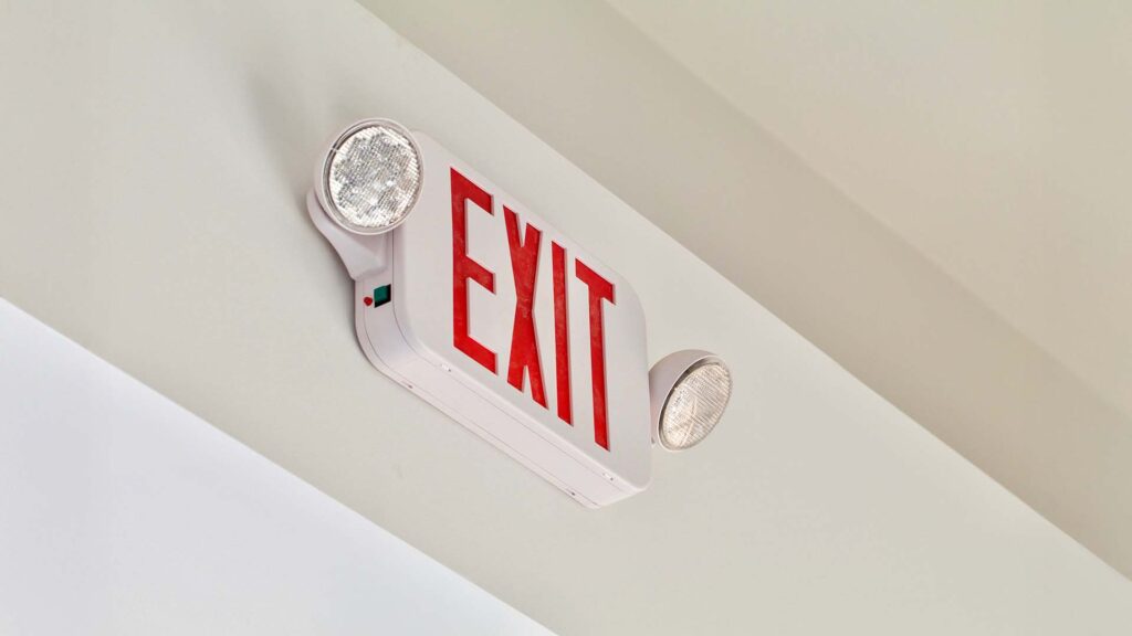 Close up emergency exit sign