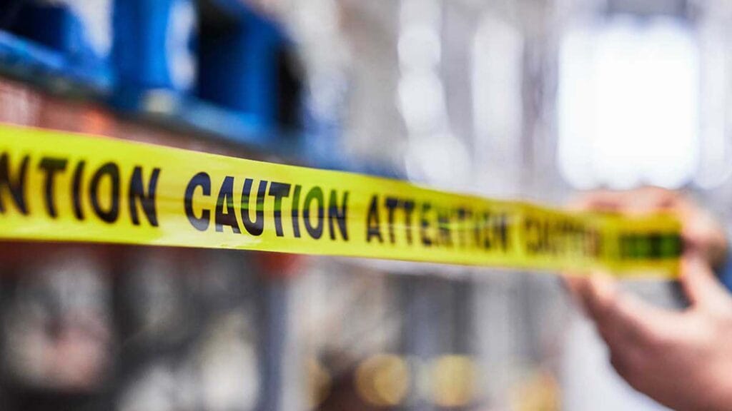 Out of focused caution tape